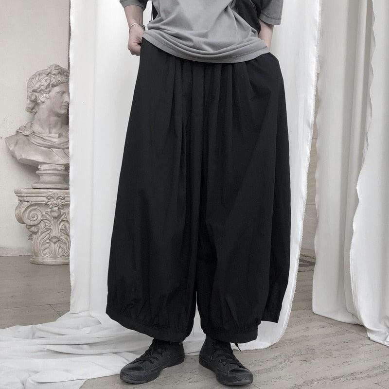 Classic Comfort Black Wide Leg Elastic Waist Pants