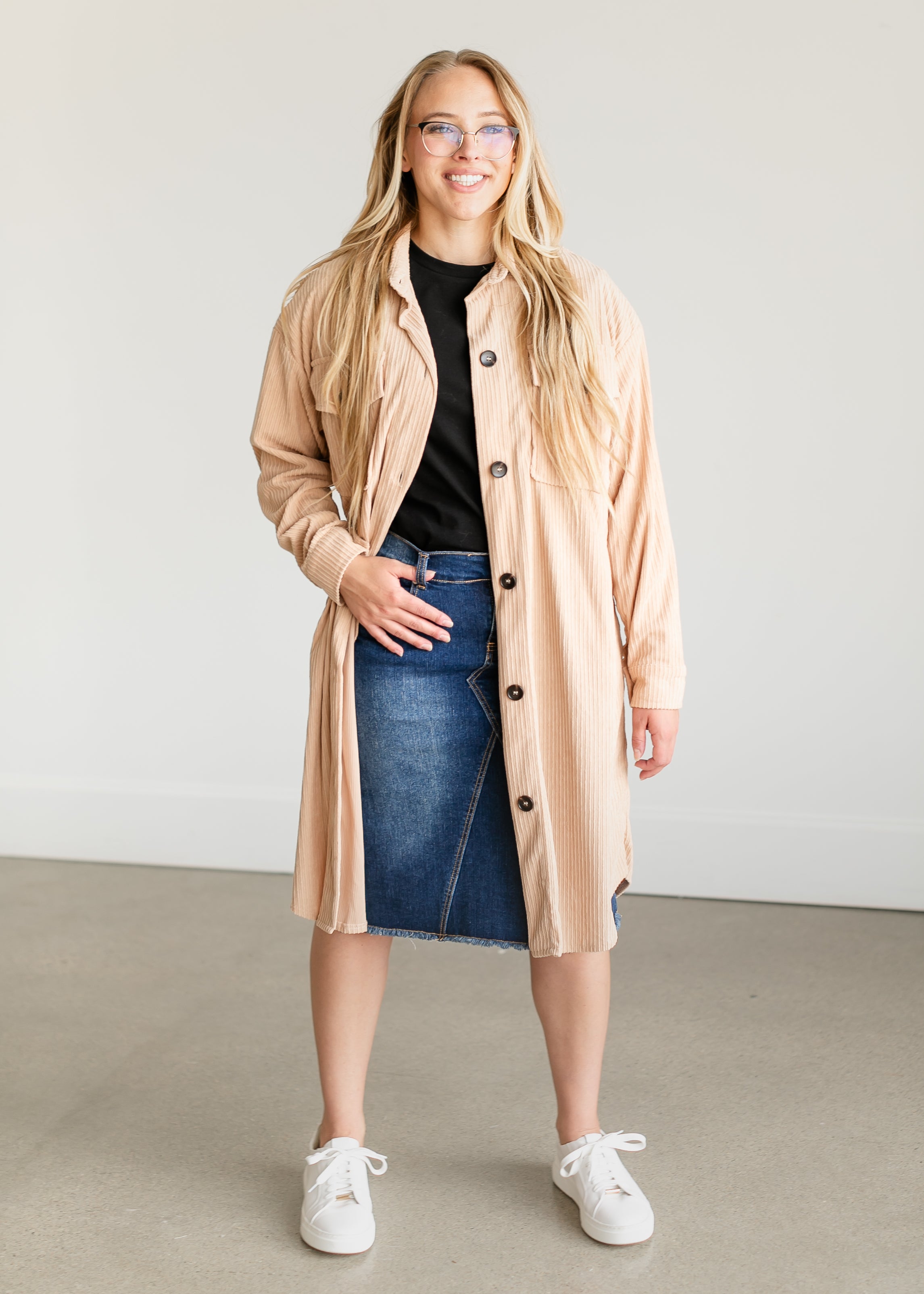 Corduroy Duster Long Shacket