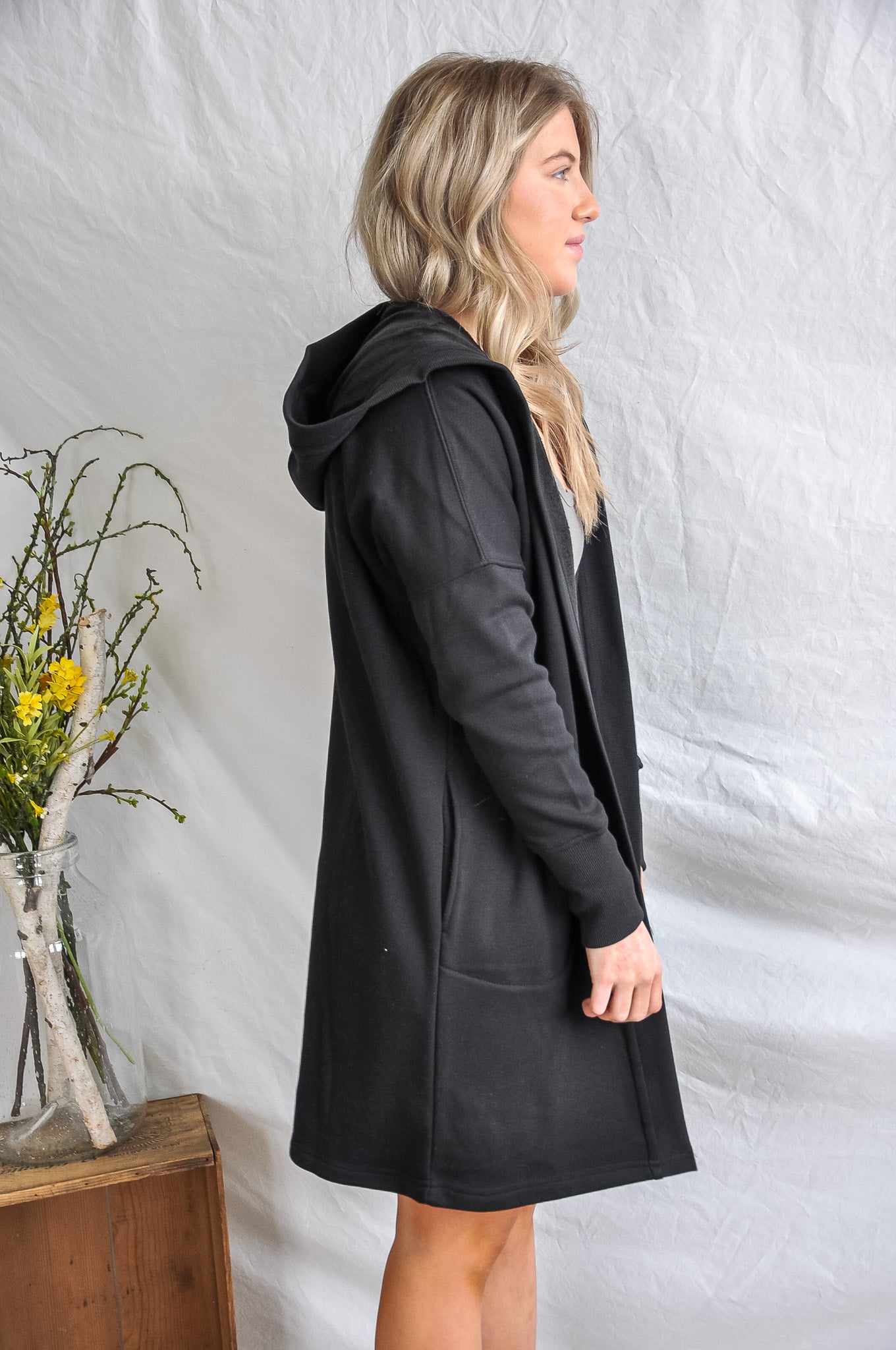 Open Front Longline Fleece Cardigan