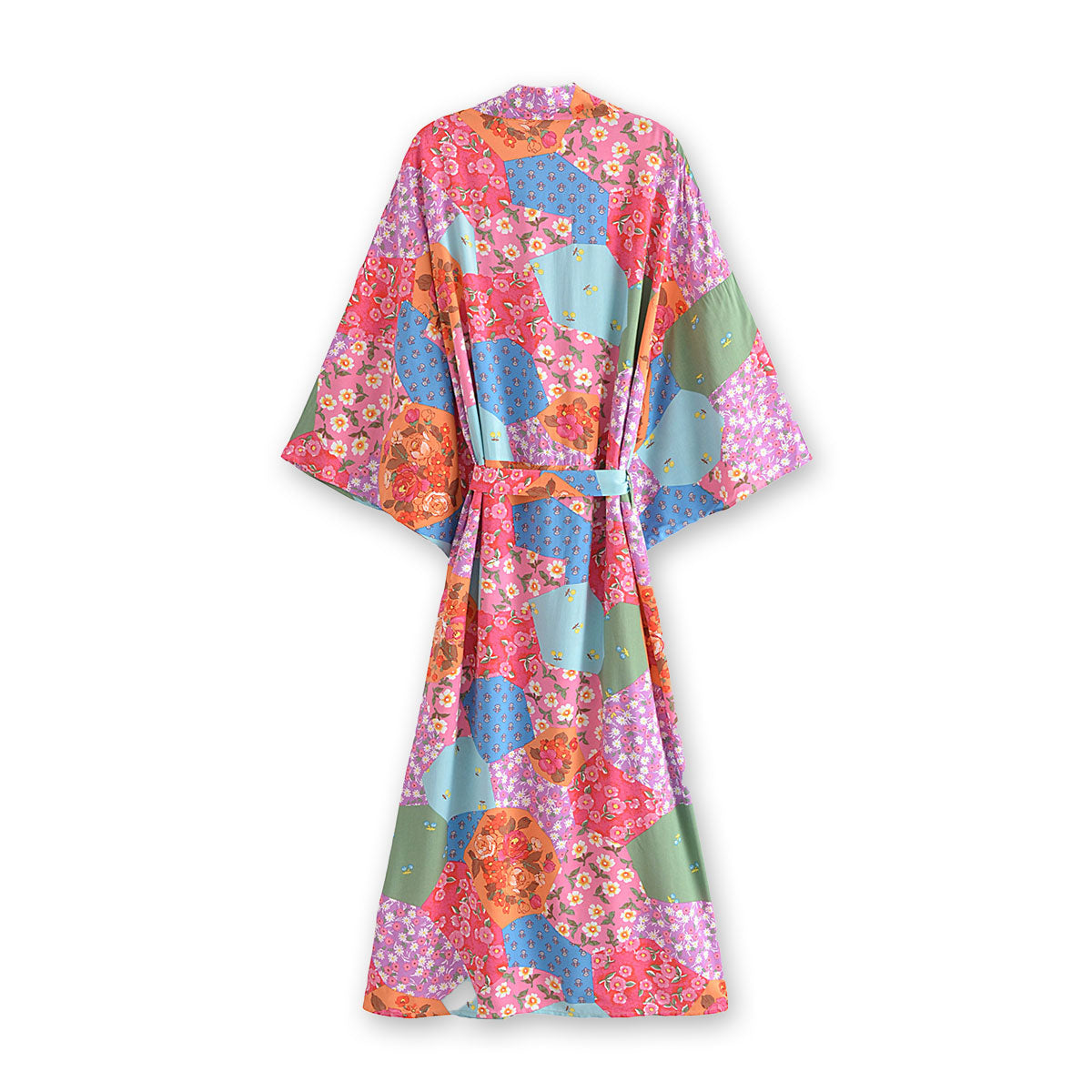 Rose Pink Boho Floral Print Maxi Robe